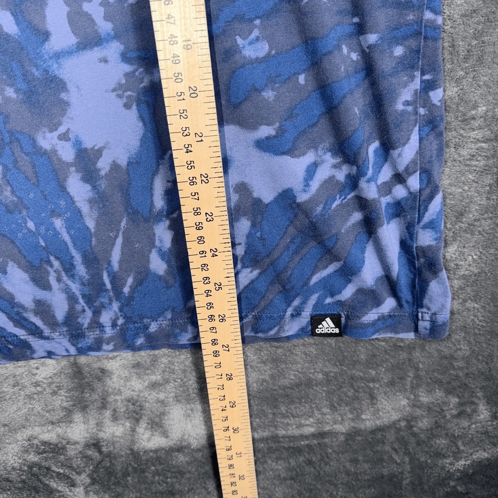 Adidas Mens Long Sleeve T-Shirt M Blue Tie Dye 3 Stripe Butterfly Graphic - Picture 4 of 9